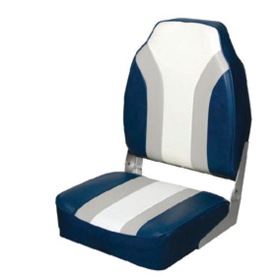 Highback Folding Seat - Grey/Blue/White (S/S 316 Fittings)