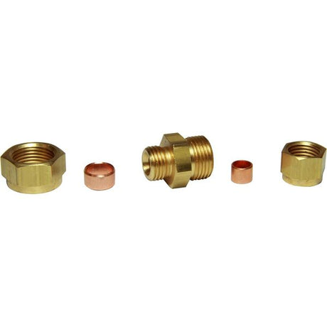 AG Brass Straight Coupling 3/8" x 1/4" - PROTEUS MARINE STORE
