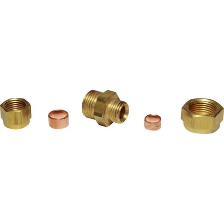 AG Brass Straight Coupling 3/8" x 5/16" Packaged - PROTEUS MARINE STORE