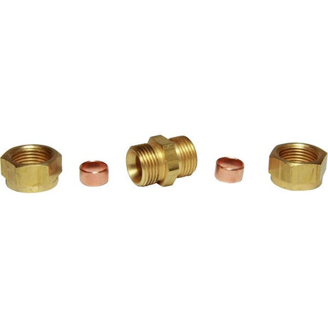 AG Brass Straight Coupling 3/8" x 3/8" Packaged - PROTEUS MARINE STORE