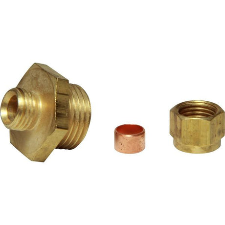 AG Brass Male Stud Coupling 5/16" x 1/2" BSP - PROTEUS MARINE STORE