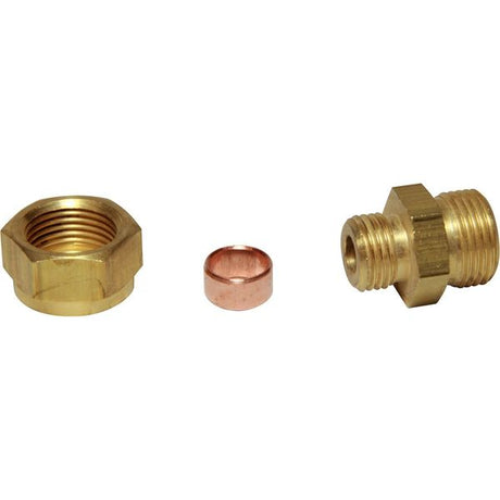 AG Brass Male Stud Coupling 3/8" x 1/4" BSP - PROTEUS MARINE STORE