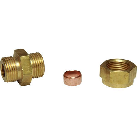 AG Brass Male Stud Coupling 3/8" x 3/8" BSP - PROTEUS MARINE STORE