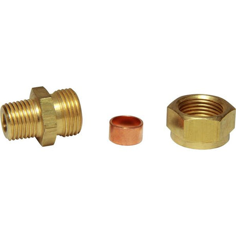 AG Brass Male Stud Coupling 3/8" x 1/4" BSP Taper - PROTEUS MARINE STORE