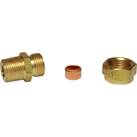 AG Brass Male Stud Coupling 3/8" x 3/8" BSP Taper Packaged - PROTEUS MARINE STORE