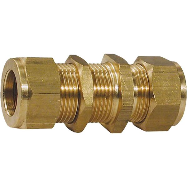 Wade Brass Bulkhead Coupling 1/4" Tube 5/8" - PROTEUS MARINE STORE