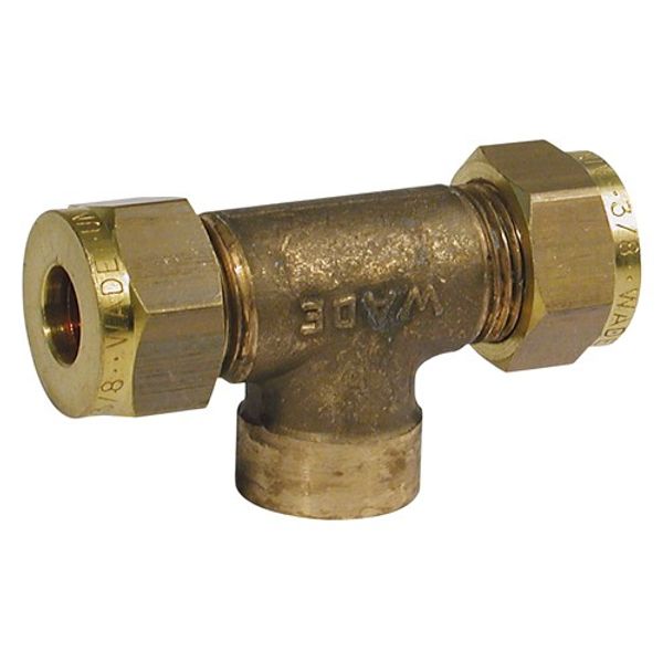 Wade Brass Tee Coupling 1/4" x 1/4" x 1/4" BSP Female - PROTEUS MARINE STORE