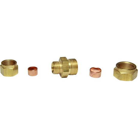 AG Brass Straight Coupling 10mm x 8mm - PROTEUS MARINE STORE