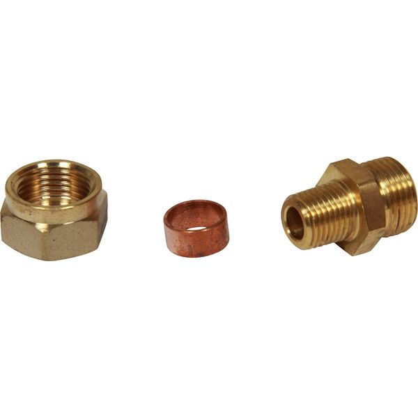 AG Brass Male Stud Coupling 12mm x 1/4" BSP Taper - PROTEUS MARINE STORE