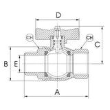 AG Gas Tee Ball Valve 1/2" BSP Female to 1/2" BSP Male Taper - PROTEUS MARINE STORE