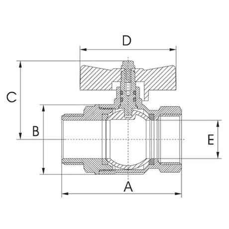 AG Tee Ball Valve PN50 3/8" BSP Female Ports - PROTEUS MARINE STORE