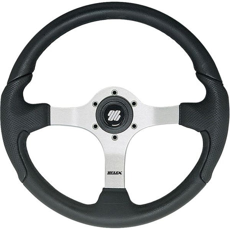 Ultraflex Nisida Steering Wheel (350mm / Black & Silver) - PROTEUS MARINE STORE