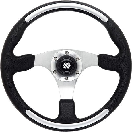 Ultraflex Santorini Steering Wheel (350mm / Black & Silver) - PROTEUS MARINE STORE