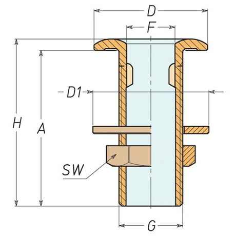 Brass Skin Fitting 2" BSP - PROTEUS MARINE STORE