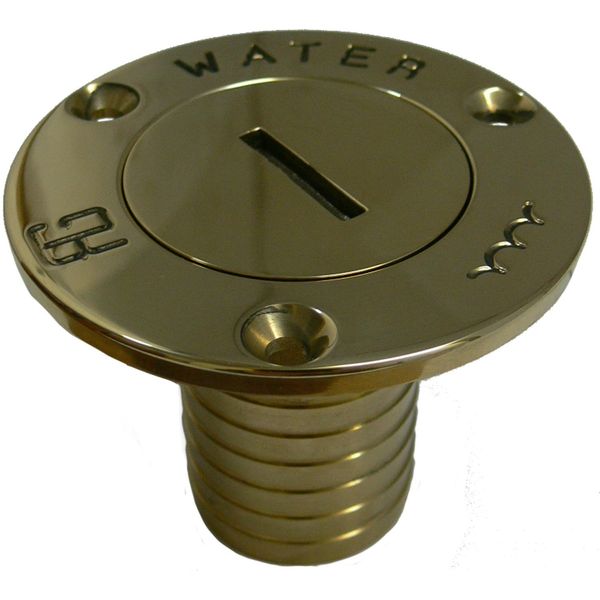 Deck Filler Polished Brass Water 50mm - PROTEUS MARINE STORE