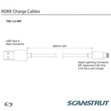 Rokk CBL-LU-600 USB to Apple Lightning Charge & Sync Cable - 0.6m - PROTEUS MARINE STORE