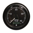 Uflex 4000 RPM Tacho Hourmeter Gauge Black - PROTEUS MARINE STORE