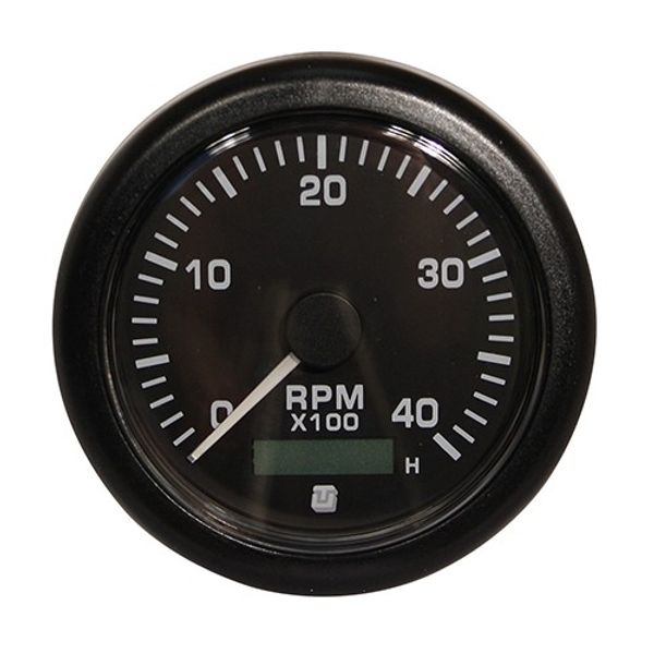 Uflex 4000 RPM Tacho Hourmeter Gauge Black - PROTEUS MARINE STORE