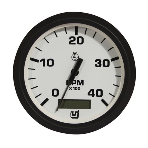 Uflex 4000 RPM Tach-Hourmeter Gauge Black - PROTEUS MARINE STORE