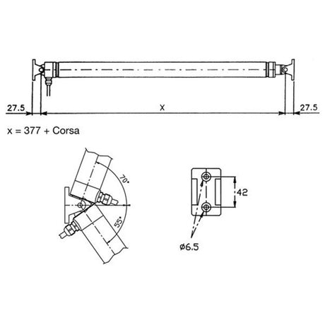 Uflex Electro Mech Hatch Lifter 600mm 12V 1200N - PROTEUS MARINE STORE