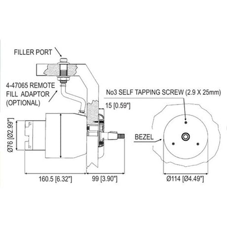 Ultraflex UP39R Rear Mount Hydraulic Helm 39cc - PROTEUS MARINE STORE