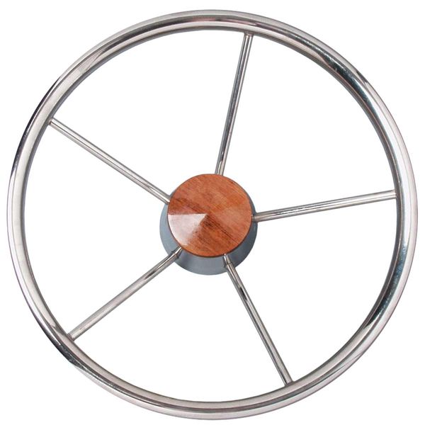 Ultraflex Steering Wheel with Wood Cap (400mm / Stainless Steel) - PROTEUS MARINE STORE