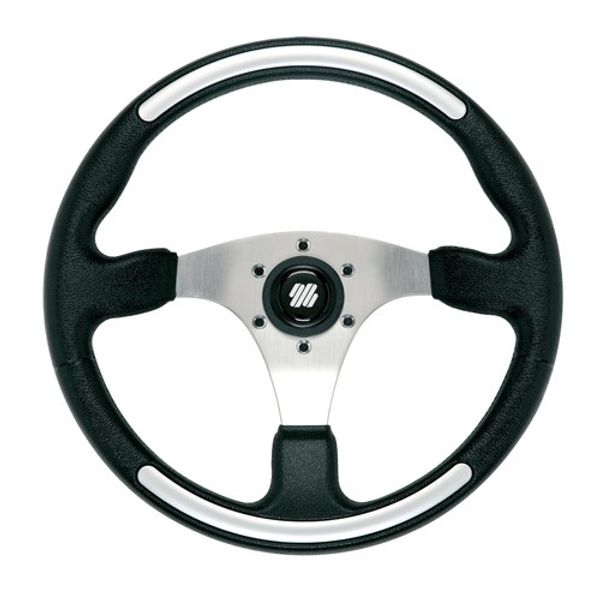 Ultraflex Santorini Steering Wheel (350mm / Silver & Black) - PROTEUS MARINE STORE