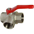 Maestrini Brass Full Bore T Port Valve (1-1/4" BSP) - PROTEUS MARINE STORE