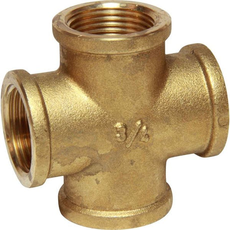 Maestrini Brass Equal Cross Fitting (3/4" BSP Female) - PROTEUS MARINE STORE