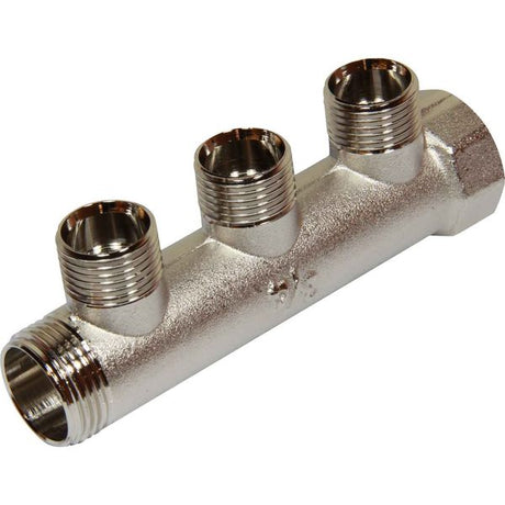 Maestrini Brass Male Pipe Manifold (3/4" BSP with 3 x 1/2" Inlets) - PROTEUS MARINE STORE