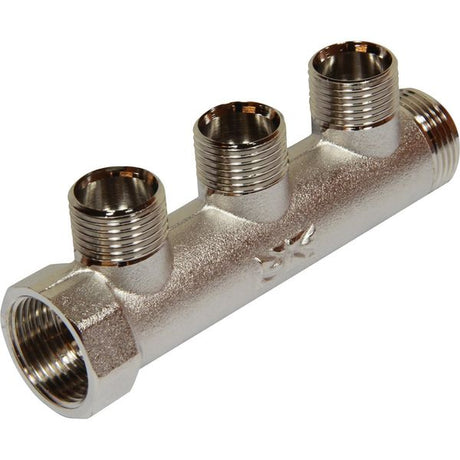 Maestrini Brass Male Pipe Manifold (3/4" BSP with 3 x 1/2" Inlets) - PROTEUS MARINE STORE