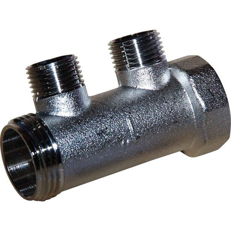 Maestrini Brass Male Pipe Manifold (1" BSP with 2 x 1/2" Inlets) - PROTEUS MARINE STORE