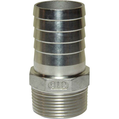 AG Stainless Steel 316 Hose Tail (1-1/4" BSPT Male to 38mm Hose) - PROTEUS MARINE STORE