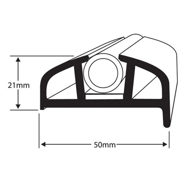 Wilks PVC 168 Fender Lipped (50 x 21mm x 10m / Black) - PROTEUS MARINE STORE