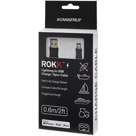 Scanstrut Rokk Charge/Sync Cable USB to Apple Lightning (0.6 Metres) - PROTEUS MARINE STORE