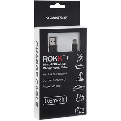 Scanstrut Rokk Charge/Sync Cable USB to Micro USB (0.6 Metres) - PROTEUS MARINE STORE