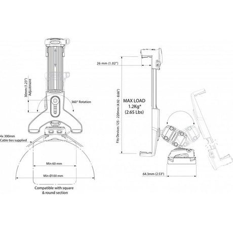 Scanstrut ROKK Mini Tablet Computer Mount Kit (Cable Tie Base) - PROTEUS MARINE STORE