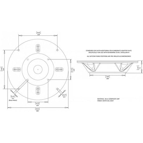 Scanstrut SC45R Satcom Antenna Mount for Intellian and Raymarine - PROTEUS MARINE STORE