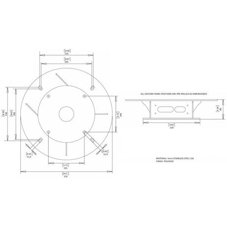 Scanstrut SC80 Satcom Antenna Mount in Stainless Steel 316 (JRC & KVH) - PROTEUS MARINE STORE