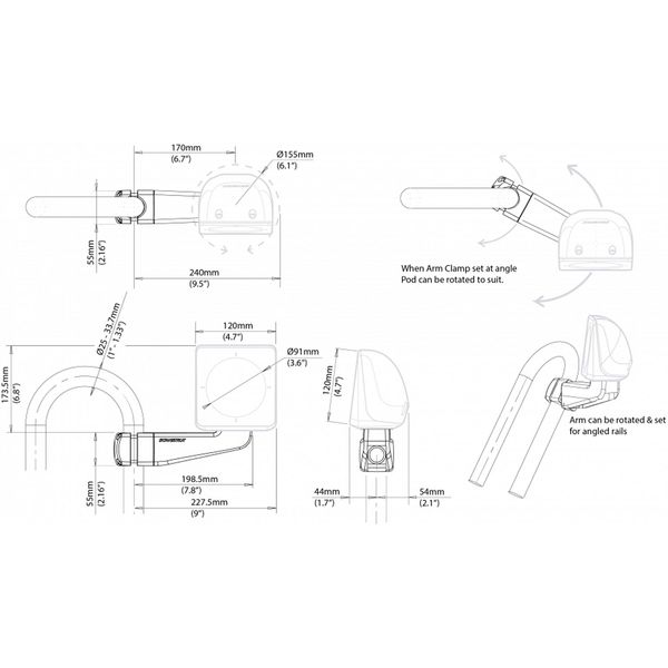 Scanstrut SPR-1I-AM ScanPod Arm Pod for 1 Standard Instrument - PROTEUS MARINE STORE