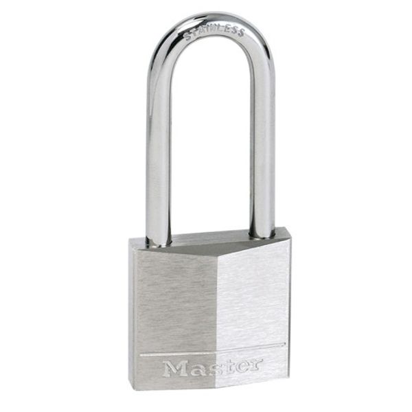 Masterlock Padlock Nickel Brass 40mm SS Long Shackle - PROTEUS MARINE STORE