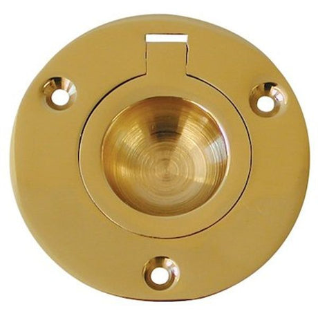 AG Polished & Lacquered Brass Flush Ring 1-1/2" Diameter - PROTEUS MARINE STORE