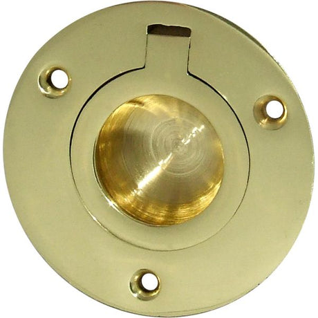 AG Polished + Lacquered Brass Flush Ring 1-3/4" Diameter - PROTEUS MARINE STORE