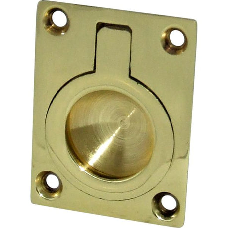 AG Polished Brass Flush Ring 2" x 1-1/2" - PROTEUS MARINE STORE