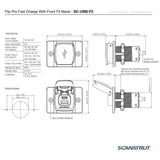 Scanstrut Flip Pro Fast Charge Dual USB Socket (Front Fit) - PROTEUS MARINE STORE