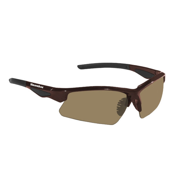 Snowbee Classic Wrap-Around Open Frame Sunglasses - Brown/Amber Lens - PROTEUS MARINE STORE