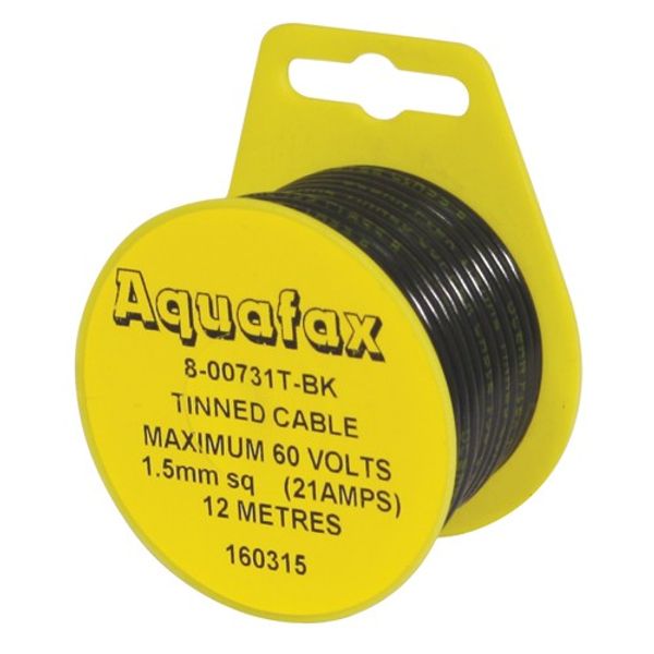 AMC 1 Core Tinned Cable 21/0.30 1.5mm2 12m Black (10) - PROTEUS MARINE STORE