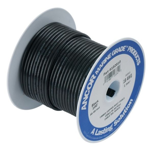 Ancor Tin Cable 1 Core 30m/100 Black 14 AWG - PROTEUS MARINE STORE