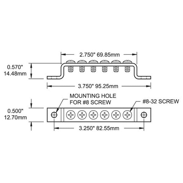 Blue Sea Busbar 6 Positive Grounding - PROTEUS MARINE STORE