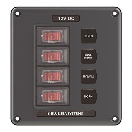 Blue Sea IP66 Circuit Breaker Switch Panel 4 Position Grey - PROTEUS MARINE STORE